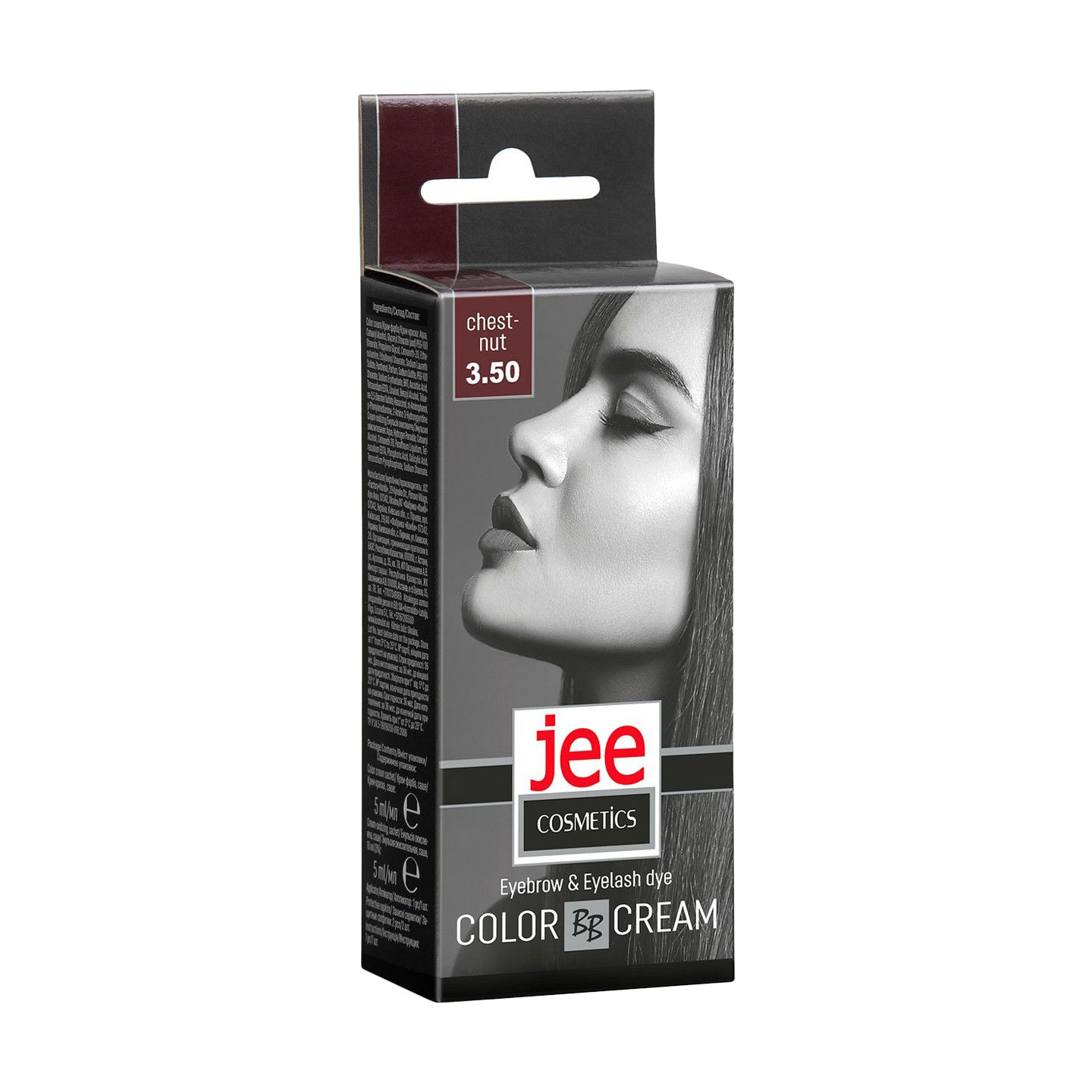 Крем-фарба для брів та вій Jee Cosmetics Eyebrow &amp; Eyelash Dye Color Cream 3.50 Каштановий, 5 мл